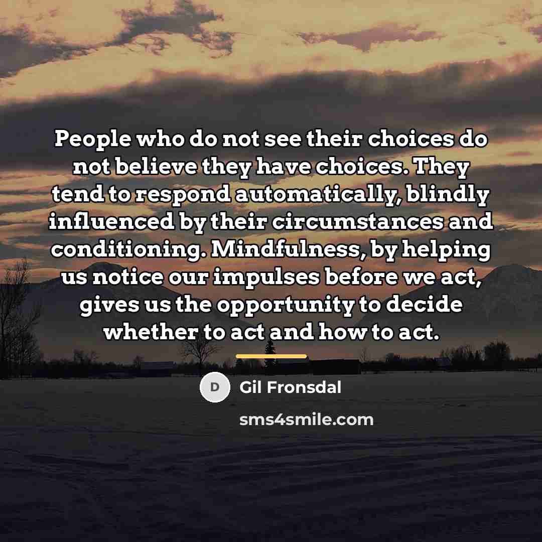 “People who do not see their choices do not believe…” quote by Gil Fronsdal