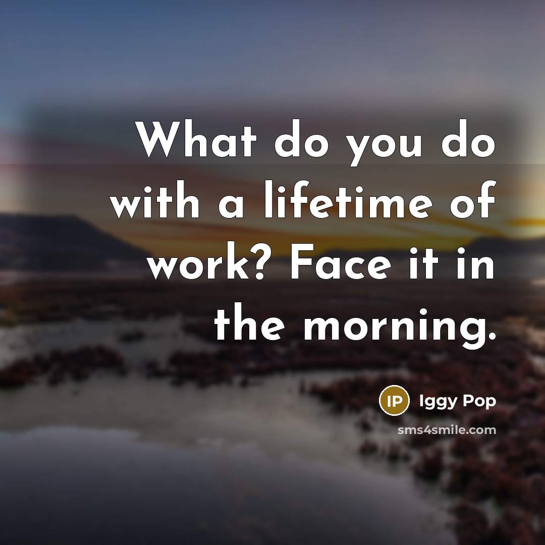 “What do you do with a lifetime of work? Face…” quote by Iggy Pop