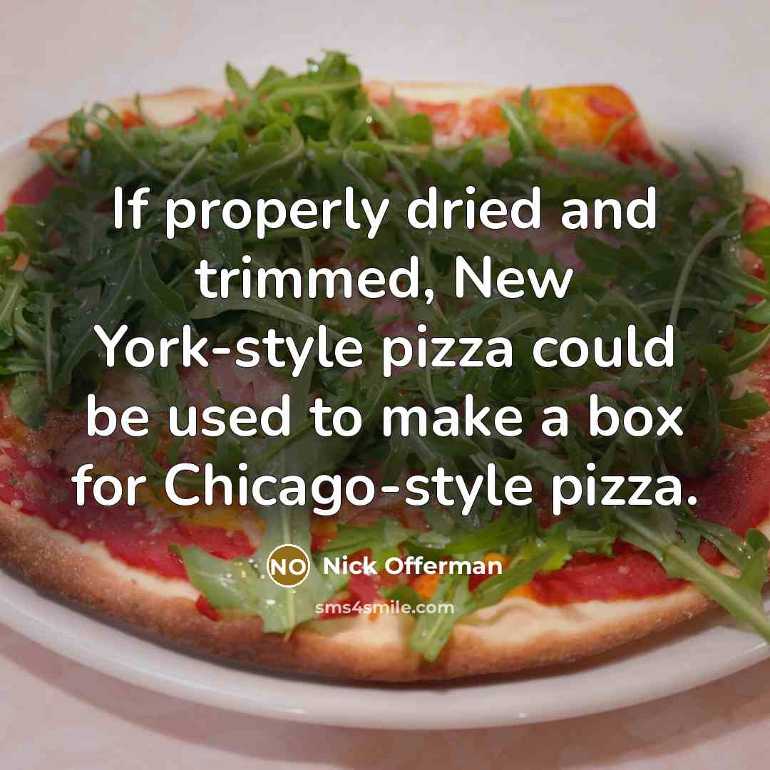 “If properly dried and trimmed, New York-style pizza could be…” quote by Nick Offerman