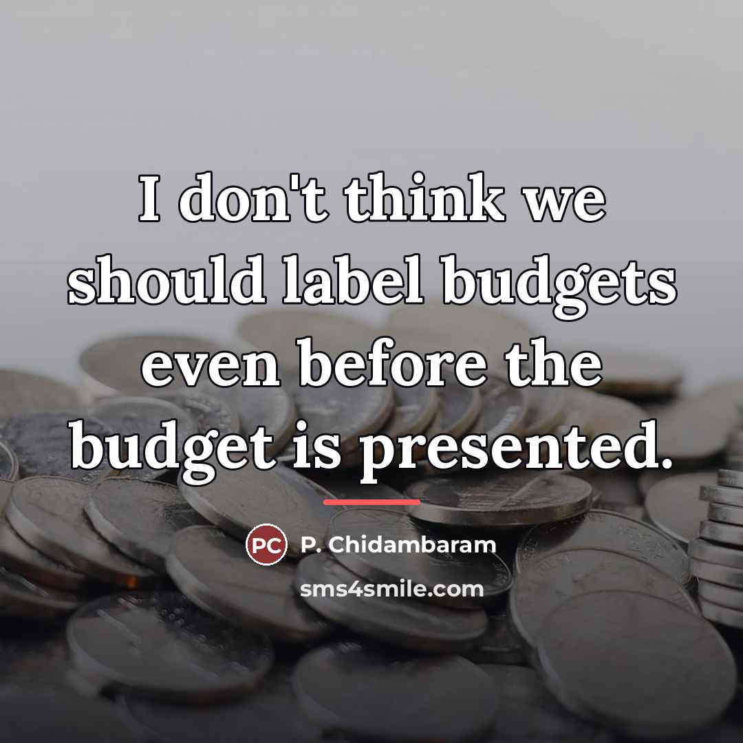 “I don't think we should label budgets even before the…” quote by P. Chidambaram