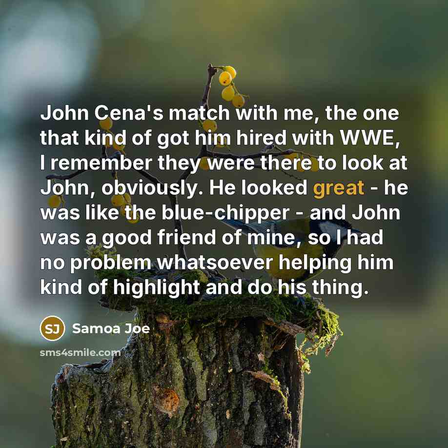 “John Cena's match with me, the one that kind of…” quote by Samoa Joe
