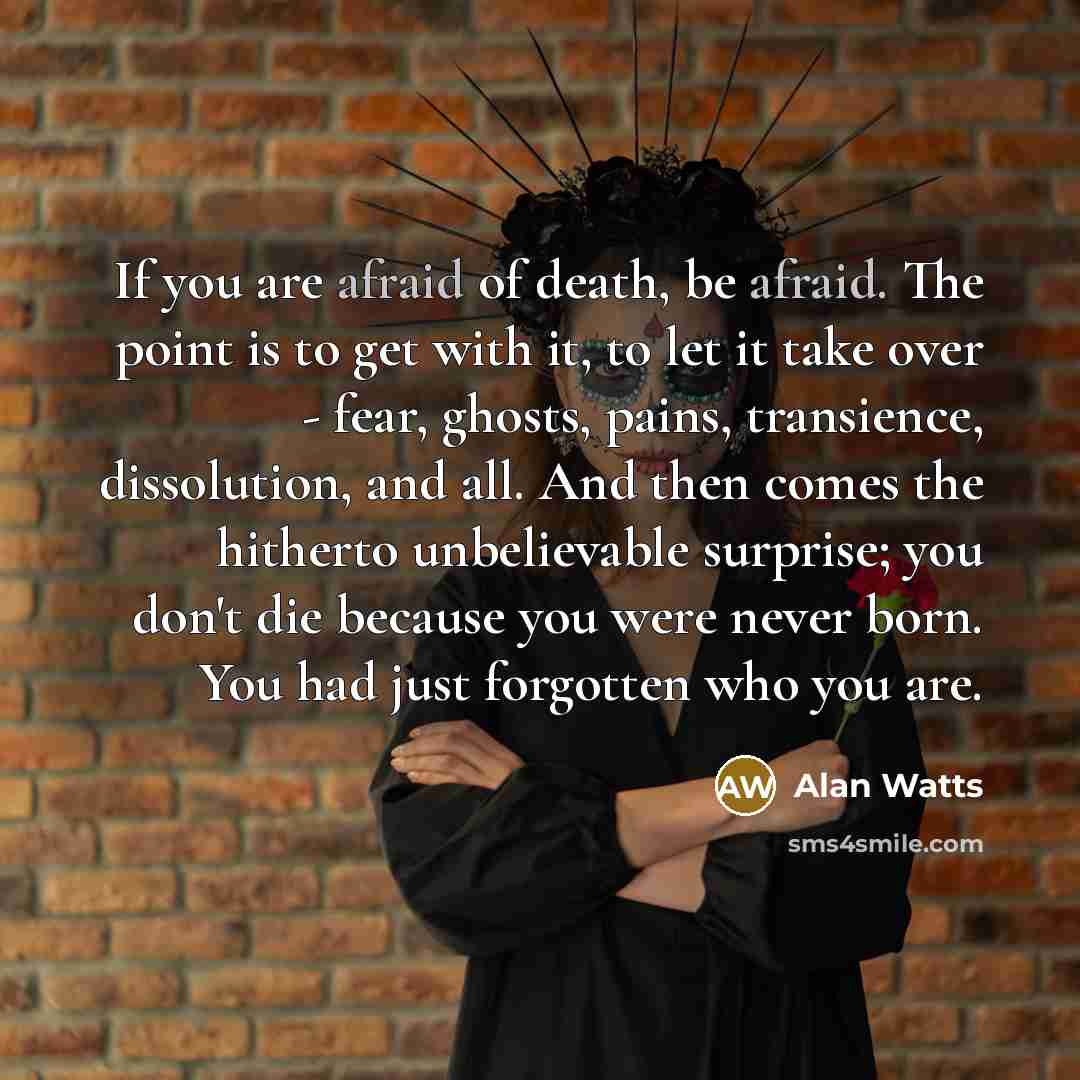 “If you are afraid of death, be afraid. The point…” quote by Alan Watts