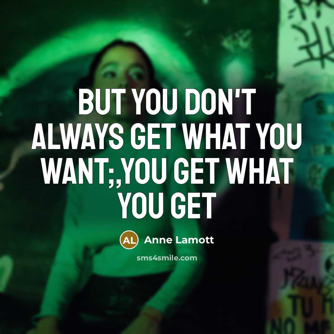 “But you don't always get what you want;,you get what…” quote by Anne Lamott