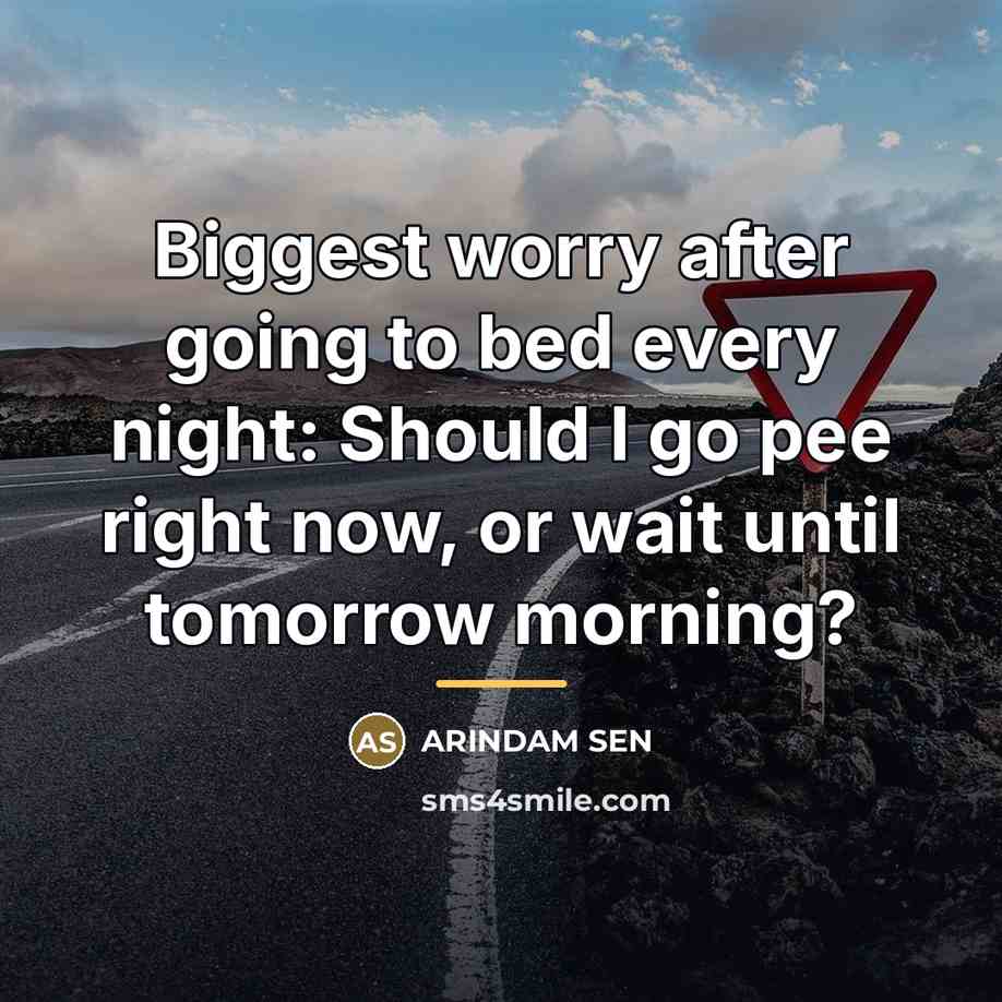 “Biggest worry after going to bed every night: Should I…” quote by ARINDAM SEN