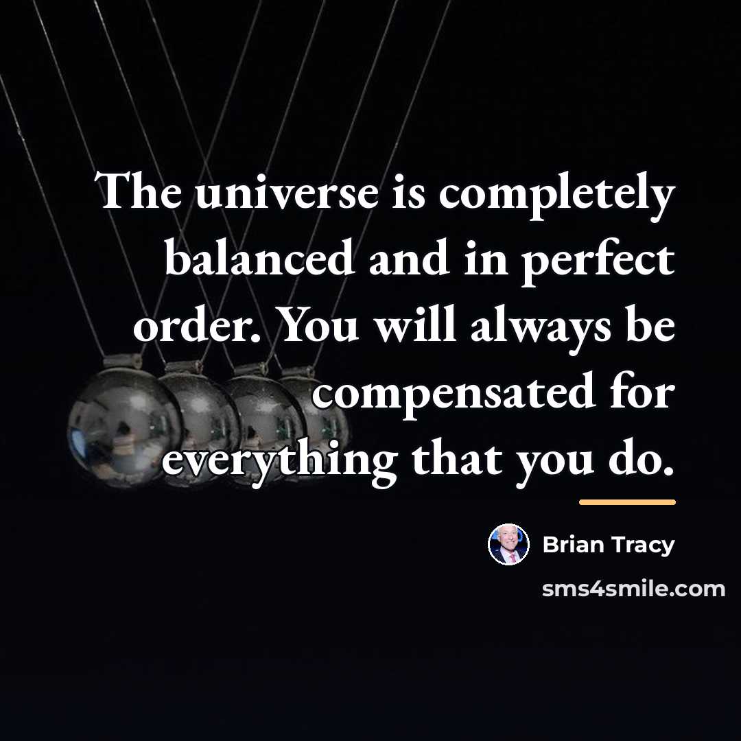 “The universe is completely balanced and in perfect order. You…” quote by Brian Tracy