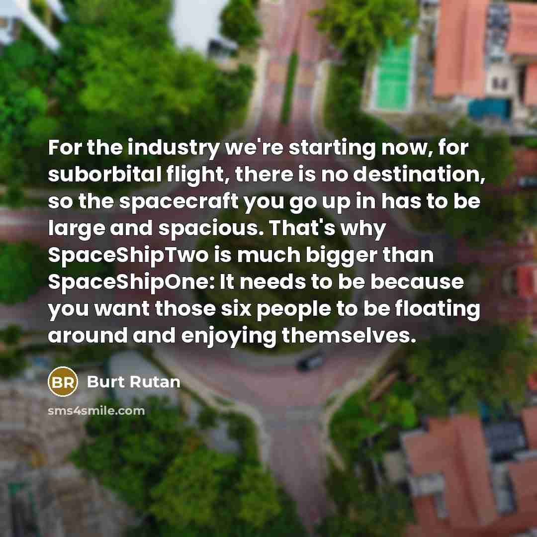 “For the industry we're starting now, for suborbital flight, there…” quote by Burt Rutan