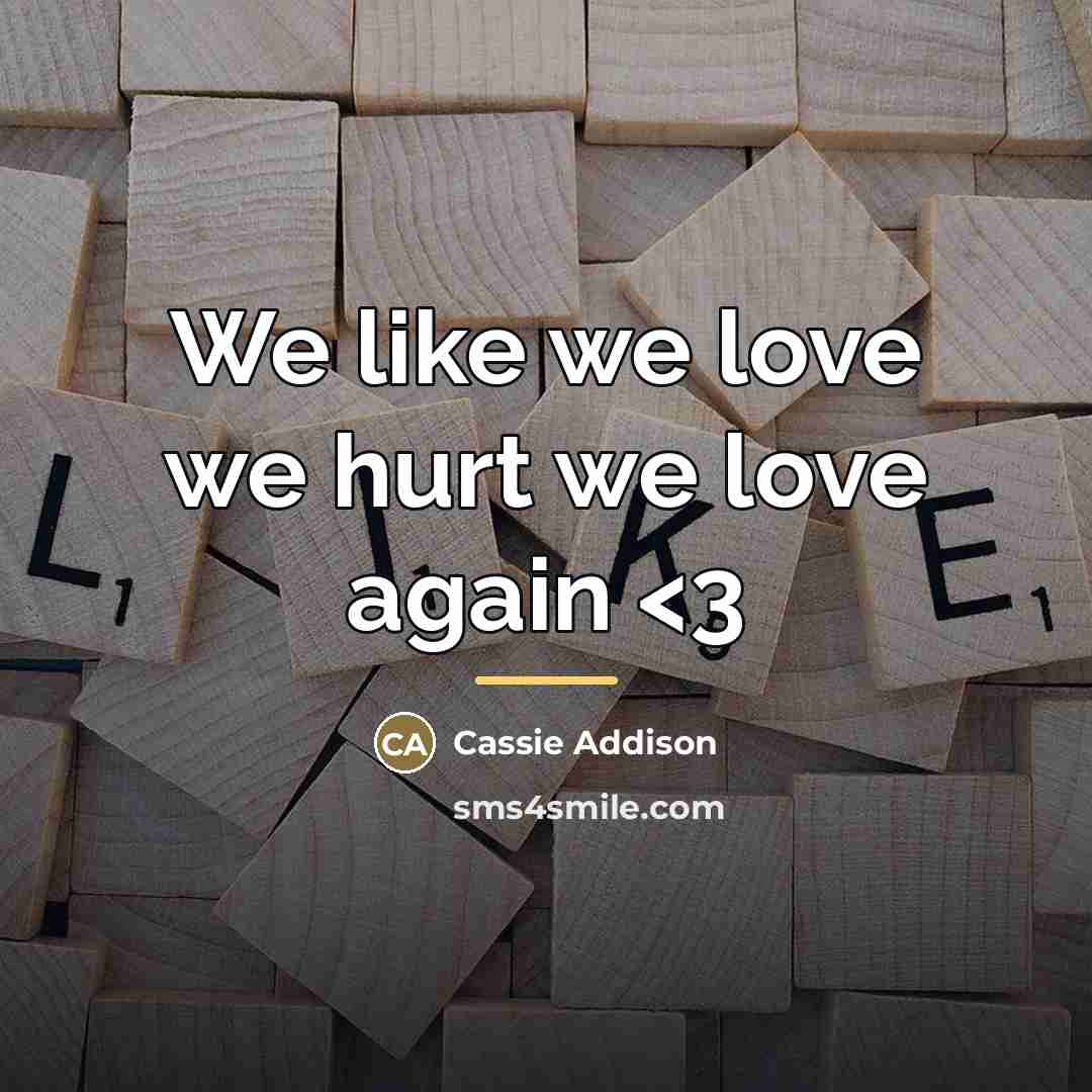 “We like we love we hurt we love again…” quote by Cassie Addison