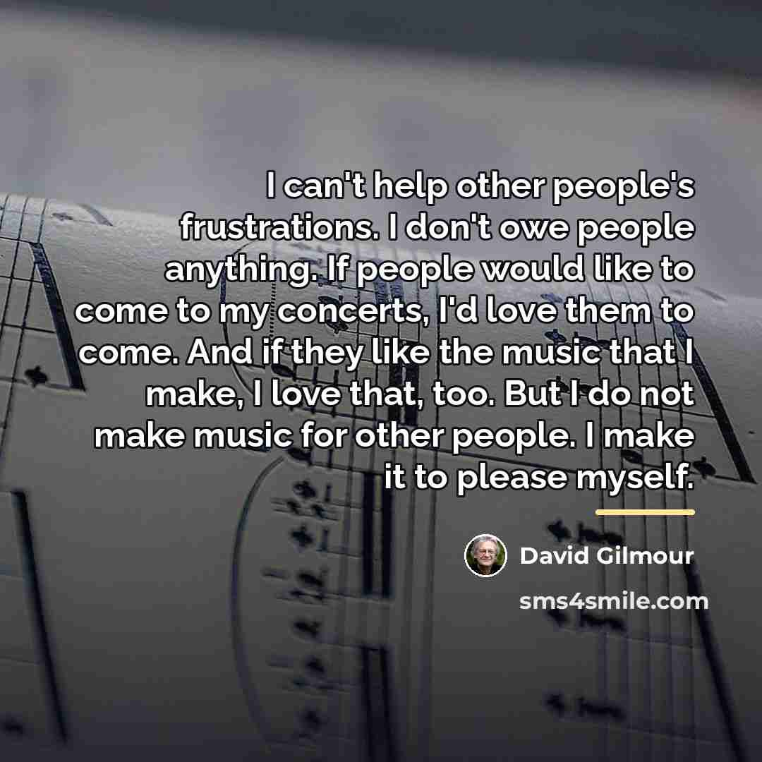 “I can't help other people's frustrations. I don't owe people…” quote by David Gilmour