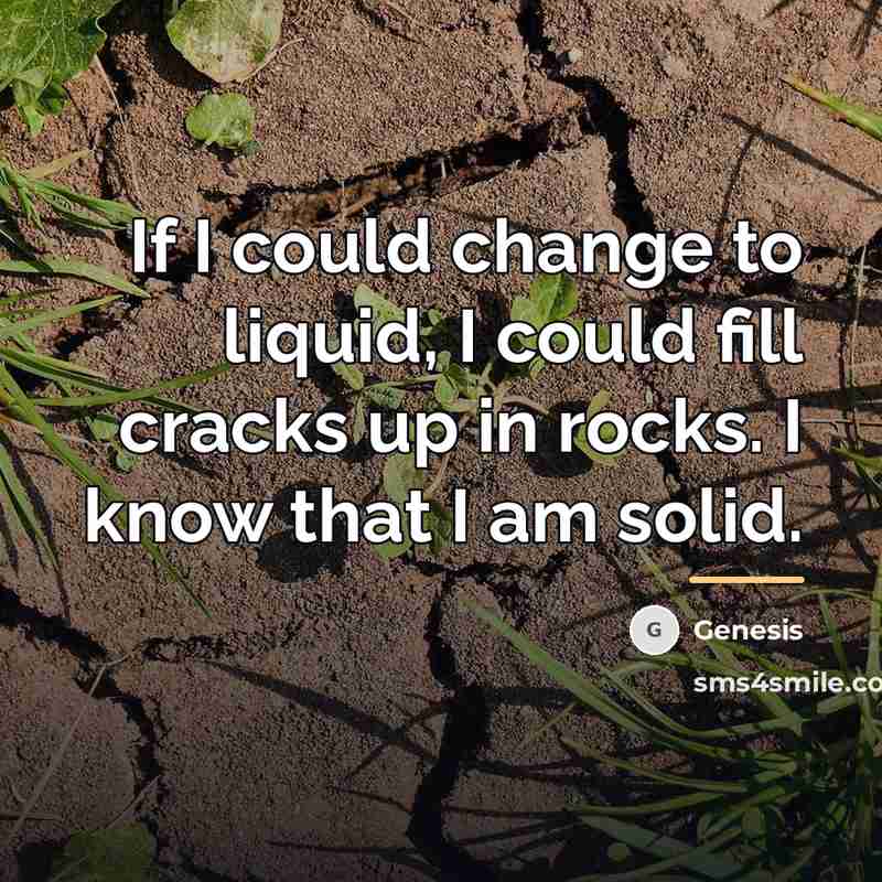 “If I could change to liquid, I could fill cracks…” quote by Genesis