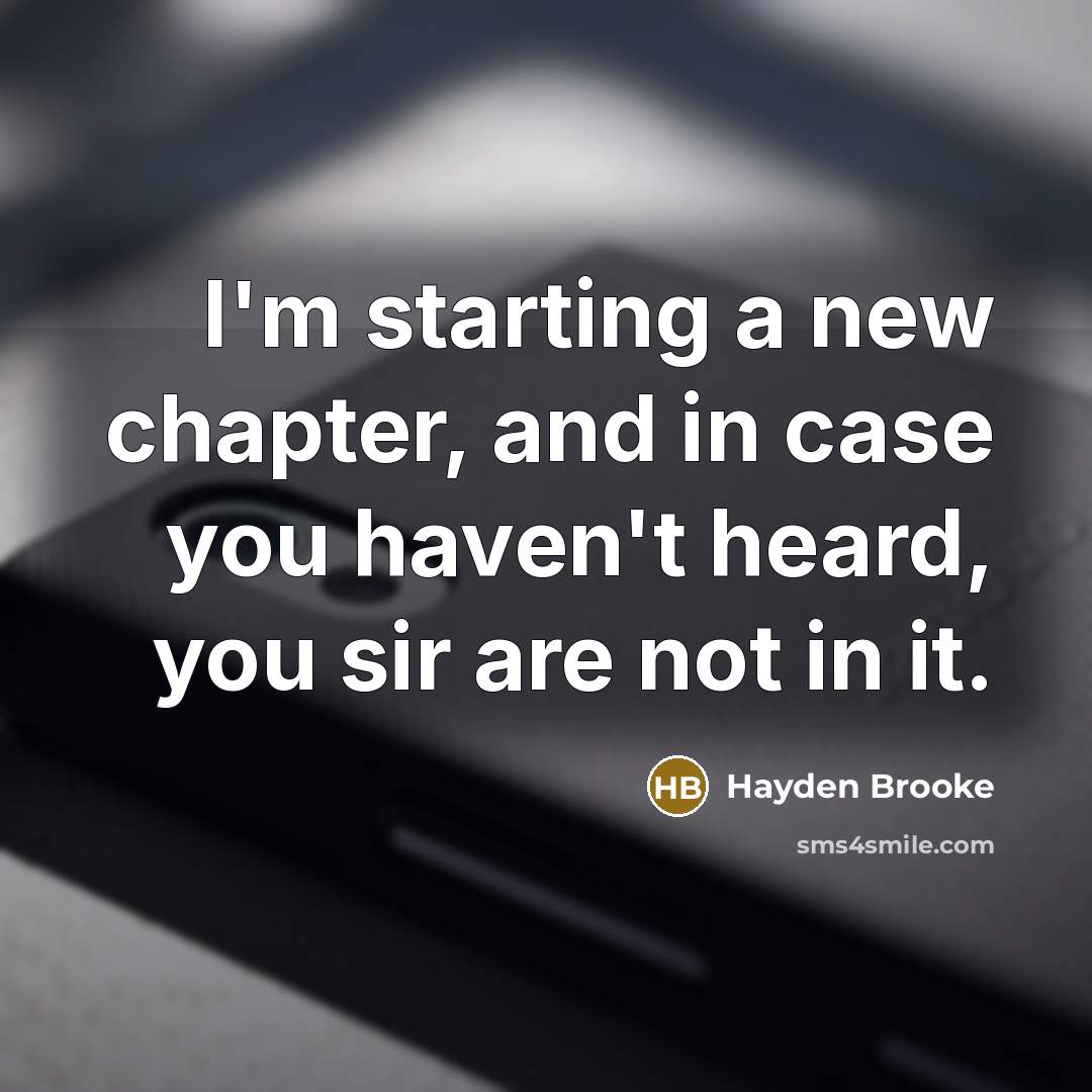“I'm starting a new chapter, and in case you haven't heard, you sir are not in it.” quote by Hayden Brooke