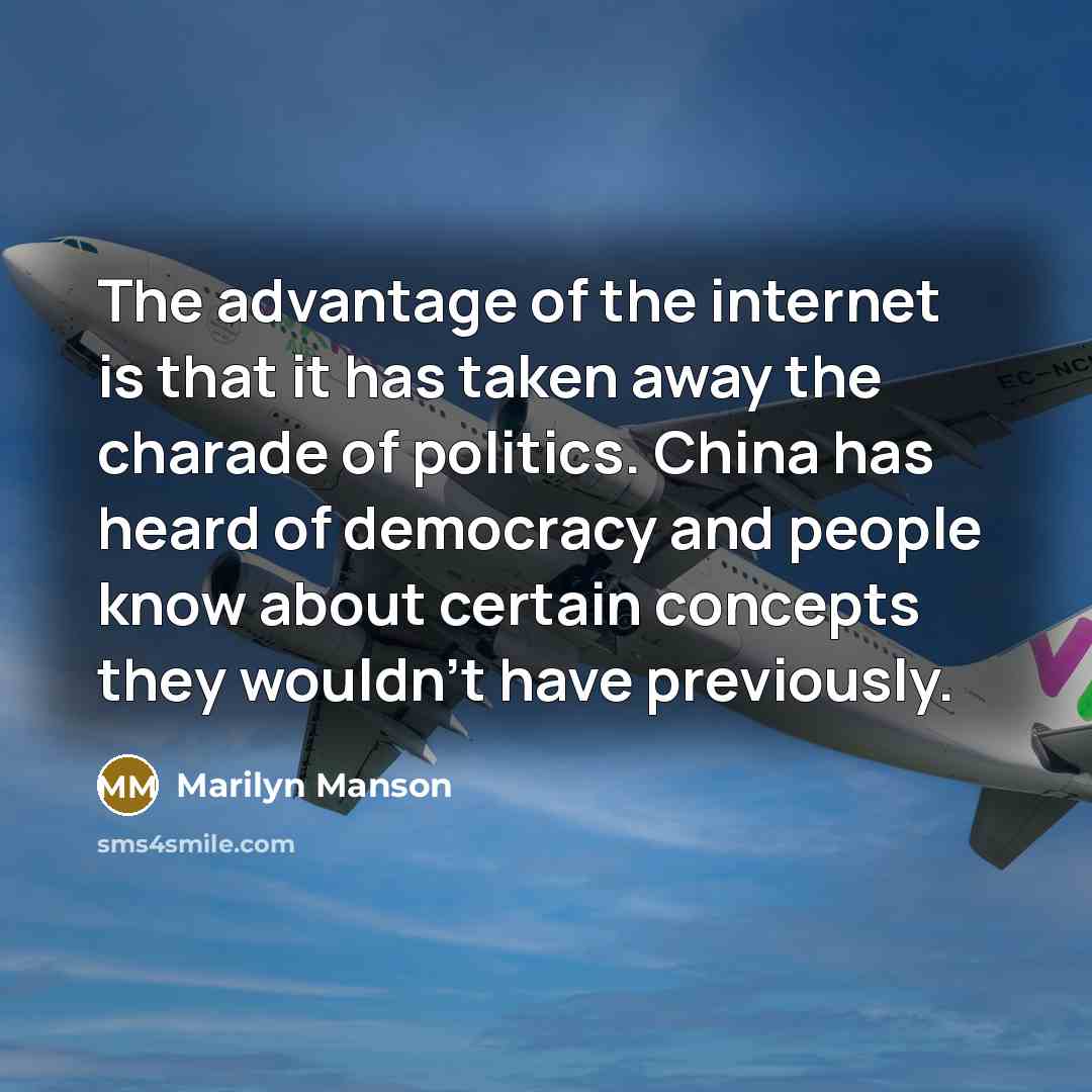 “The advantage of the internet is that it has taken…” quote by Marilyn Manson