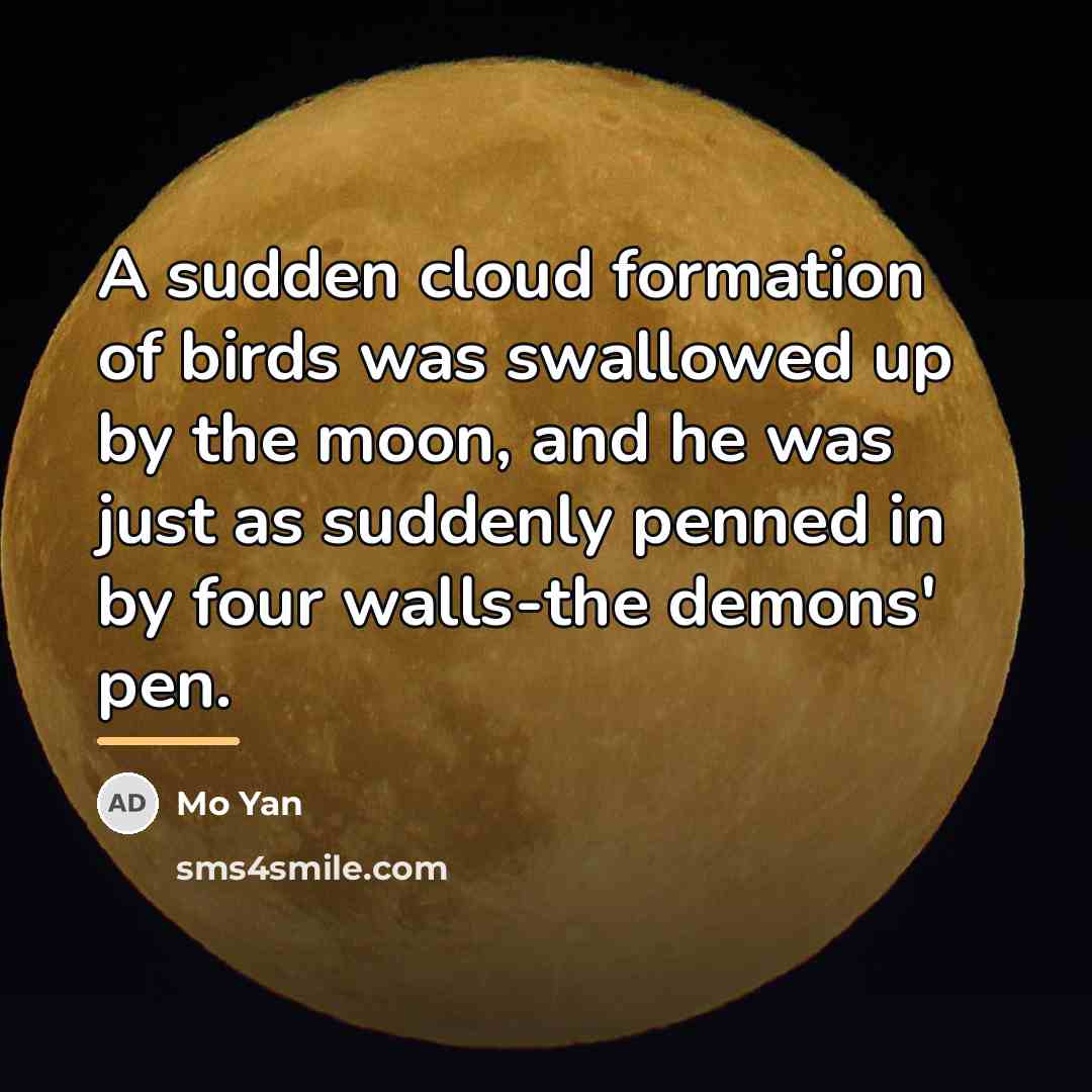 “A sudden cloud formation of birds was swallowed up by…” quote by Mo Yan