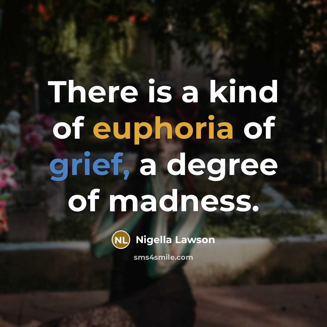 “There is a kind of euphoria of grief, a degree…” quote by Nigella Lawson