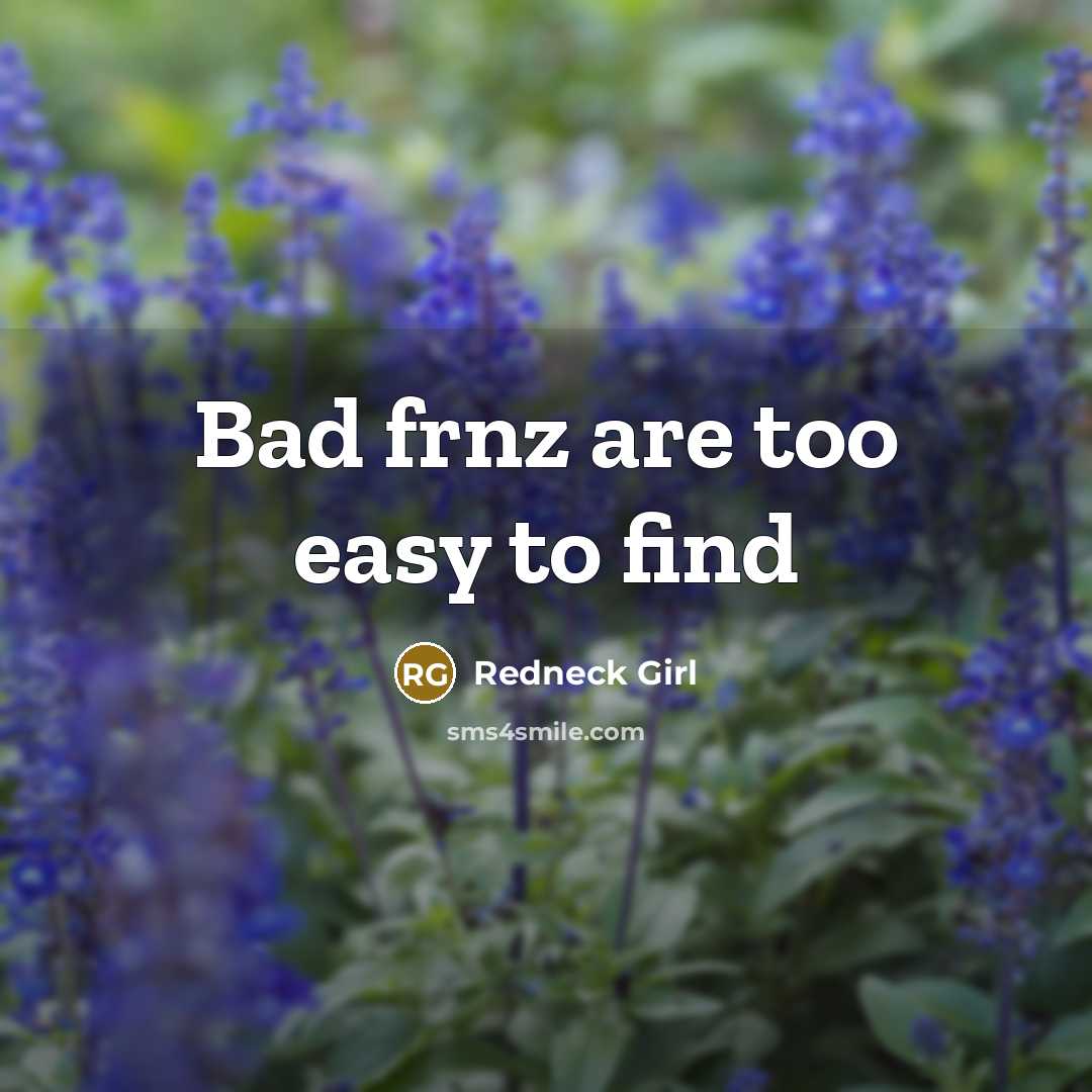“Bad frnz are too easy to find…” quote by Redneck Girl