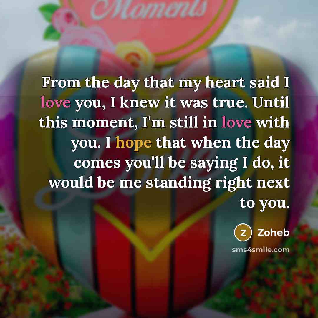 “From the day that my heart said I love you,…” quote by Zoheb