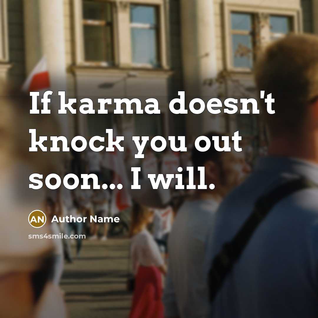 “If karma doesn't knock you out soon... I will.…” quote by Author Name