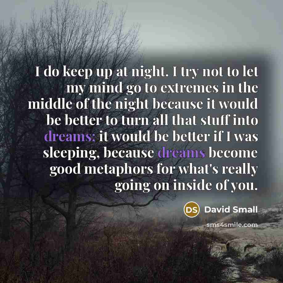 “I do keep up at night. I try not to…” quote by David Small
