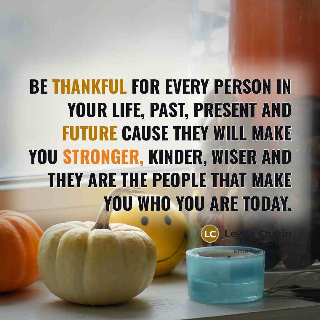 “Be thankful for every person in your life, past, present…” quote by Levita Charin