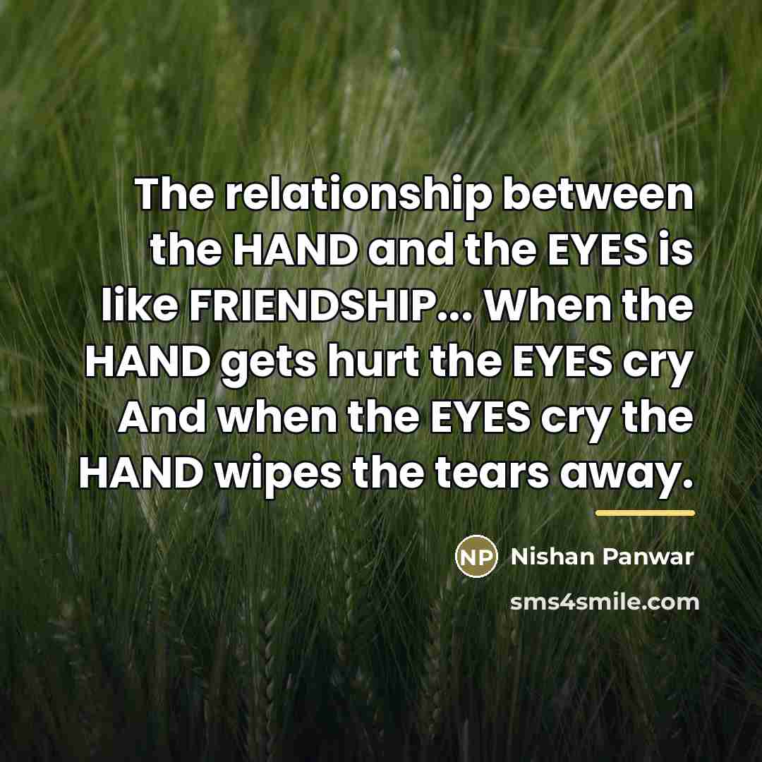 “The relationship between the HAND and the EYES is like…” quote by Nishan Panwar