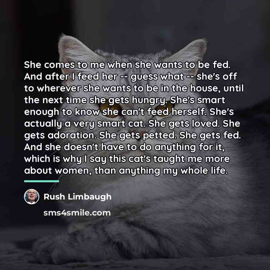 “She comes to me when she wants to be fed.…” quote by Rush Limbaugh