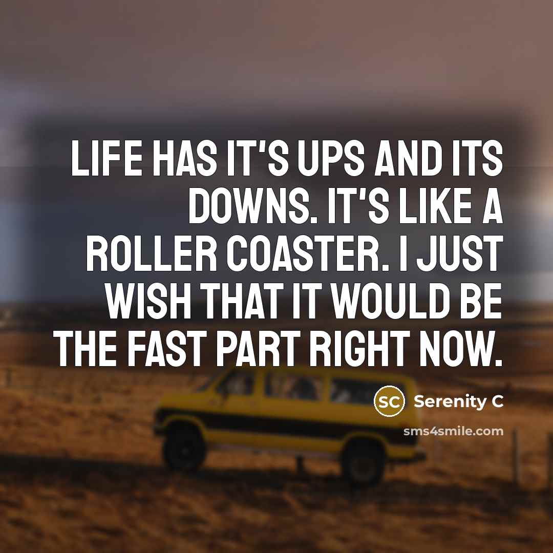 “Life has it's ups and its downs. It's like a roller coaster. I just wish that it would be the fast part right now.” quote by Serenity C