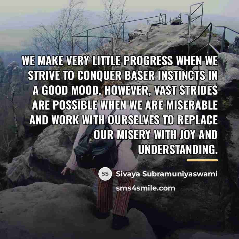 “We make very little progress when we strive to conquer…” quote by Sivaya Subramuniyaswami