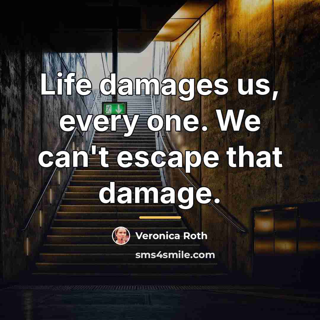 “Life damages us, every one. We can't escape that damage.…” quote by Veronica Roth