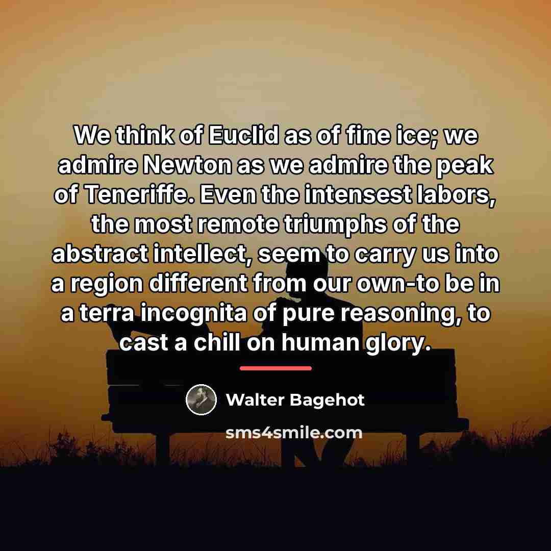 “We think of Euclid as of fine ice; we admire…” quote by Walter Bagehot