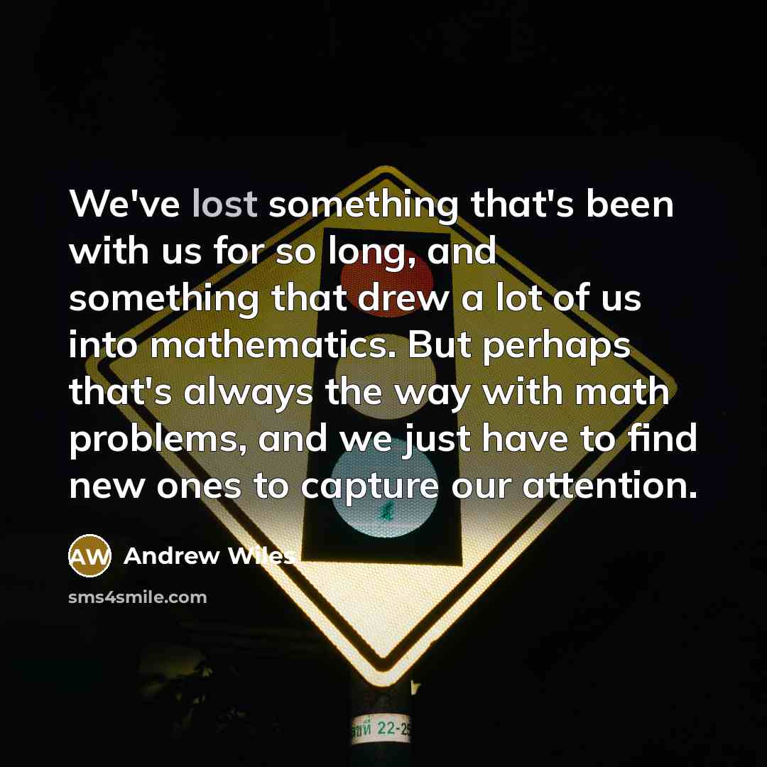 “We've lost something that's been with us for so long,…” quote by Andrew Wiles