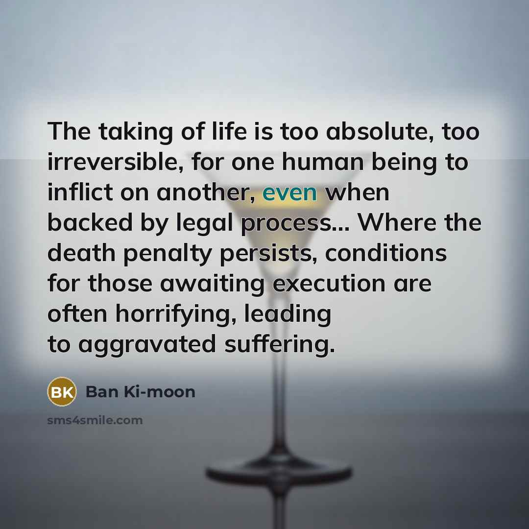 “The taking of life is too absolute, too irreversible, for…” quote by Ban Ki-moon