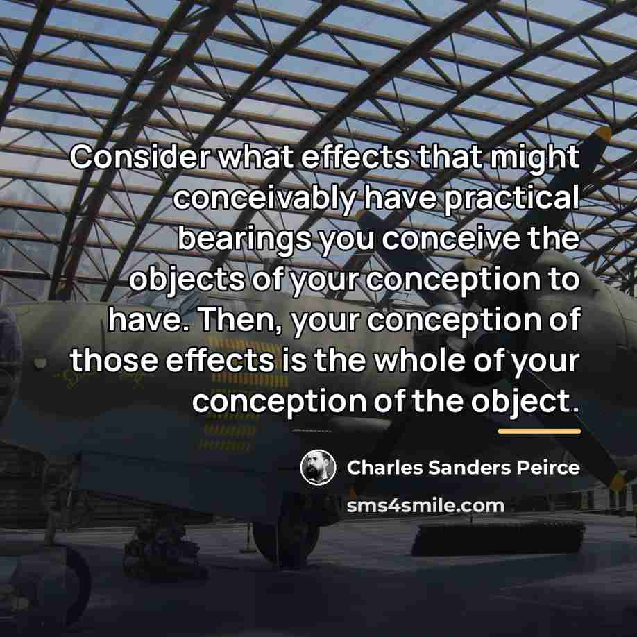 “Consider what effects that might conceivably have practical bearings you…” quote by Charles Sanders Peirce