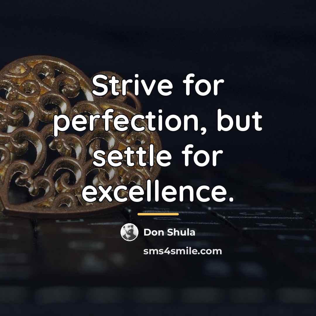 “Strive for perfection, but settle for excellence.…” quote by Don Shula