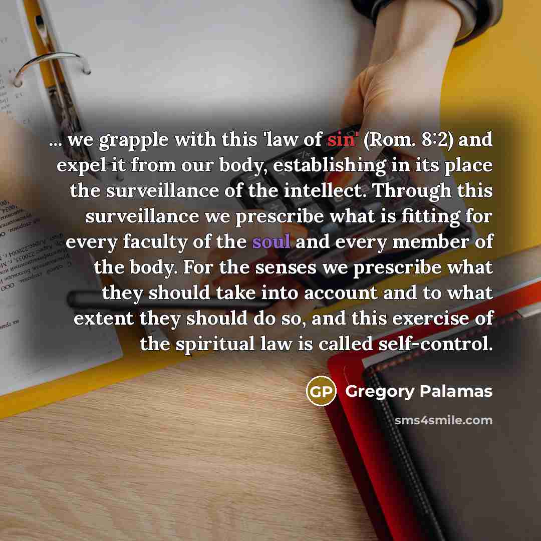 “... we grapple with this 'law of sin' (Rom. 8:2)…” quote by Gregory Palamas