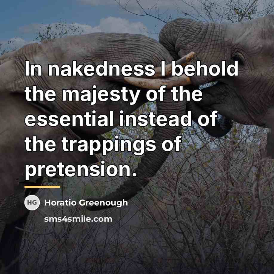 “In nakedness I behold the majesty of the essential instead…” quote by Horatio Greenough