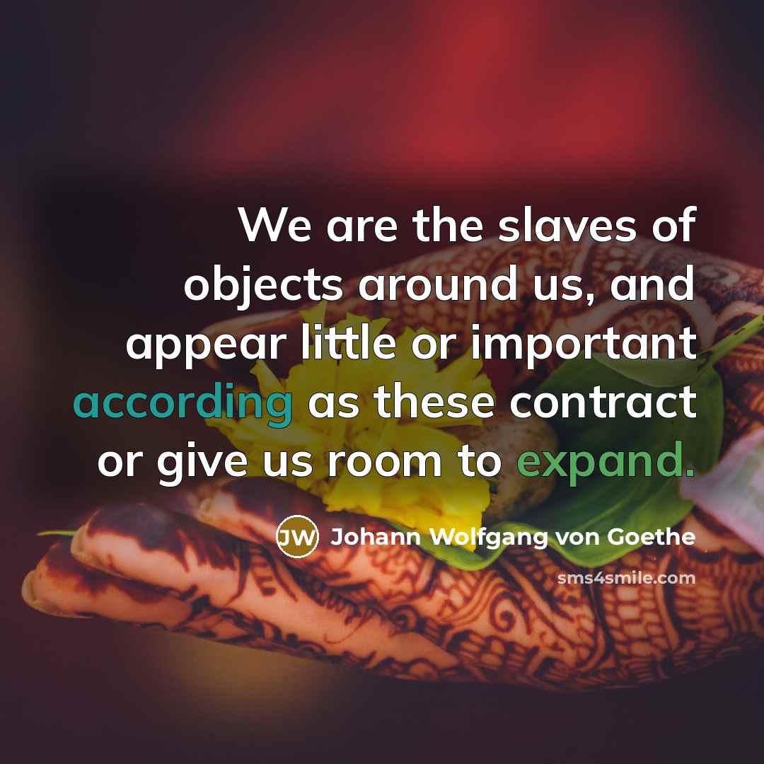 “We are the slaves of objects around us, and appear…” quote by Johann Wolfgang von Goethe