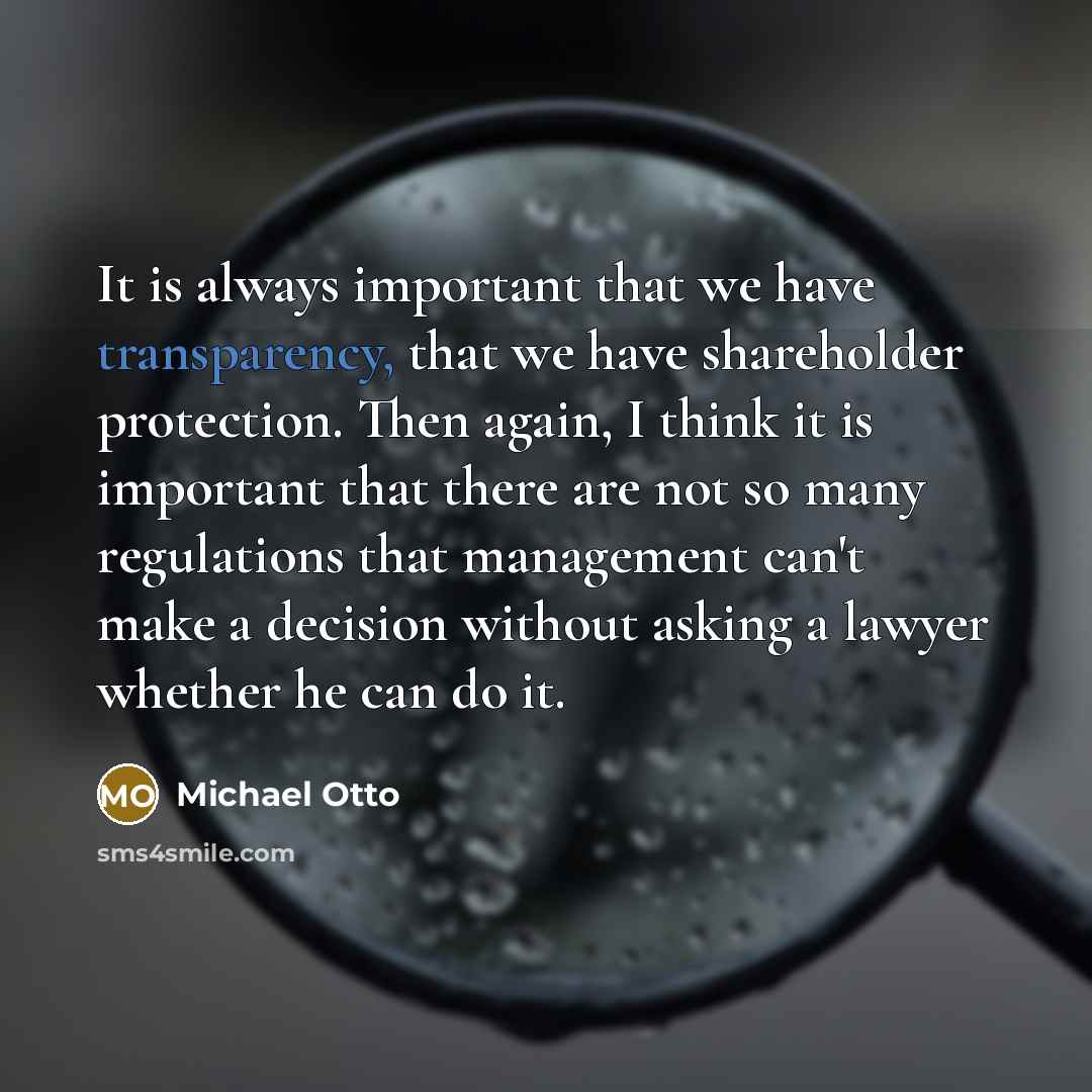 “It is always important that we have transparency, that we…” quote by Michael Otto