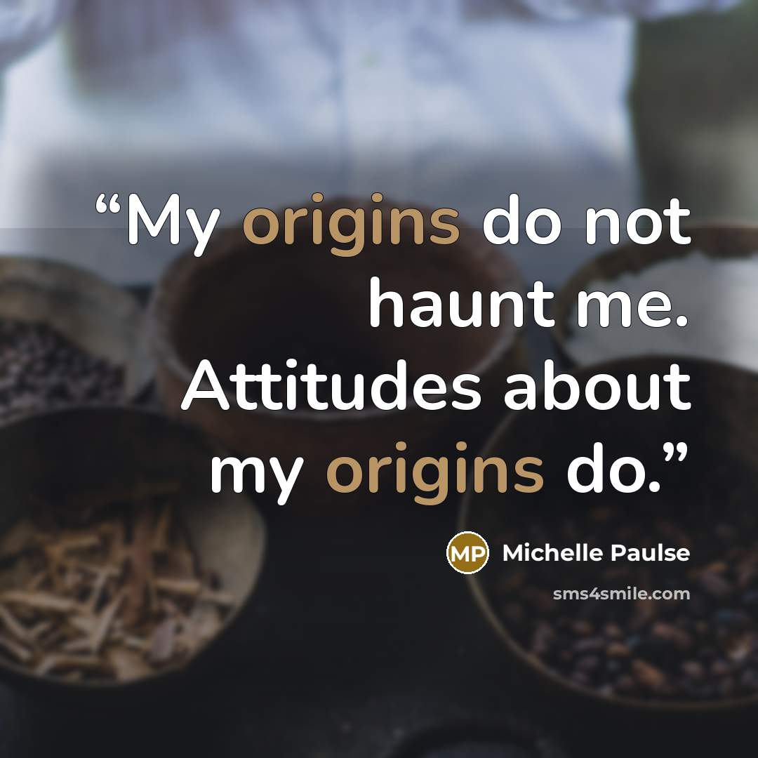 “My origins do not haunt me. Attitudes about my origins do.” quote by Michelle Paulse