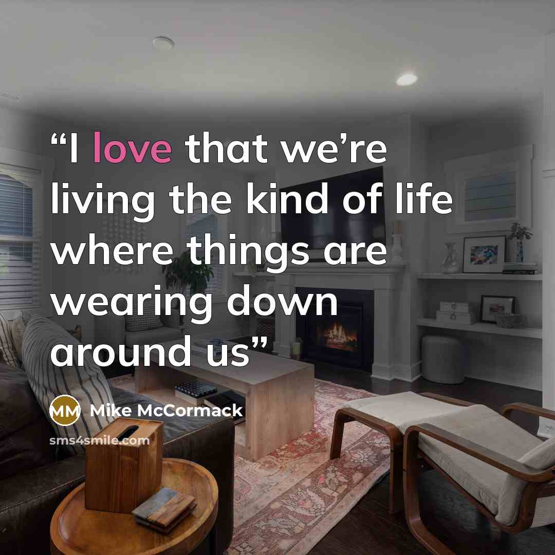 “I love that we’re living the kind of life where things are wearing down around us” quote by Mike McCormack