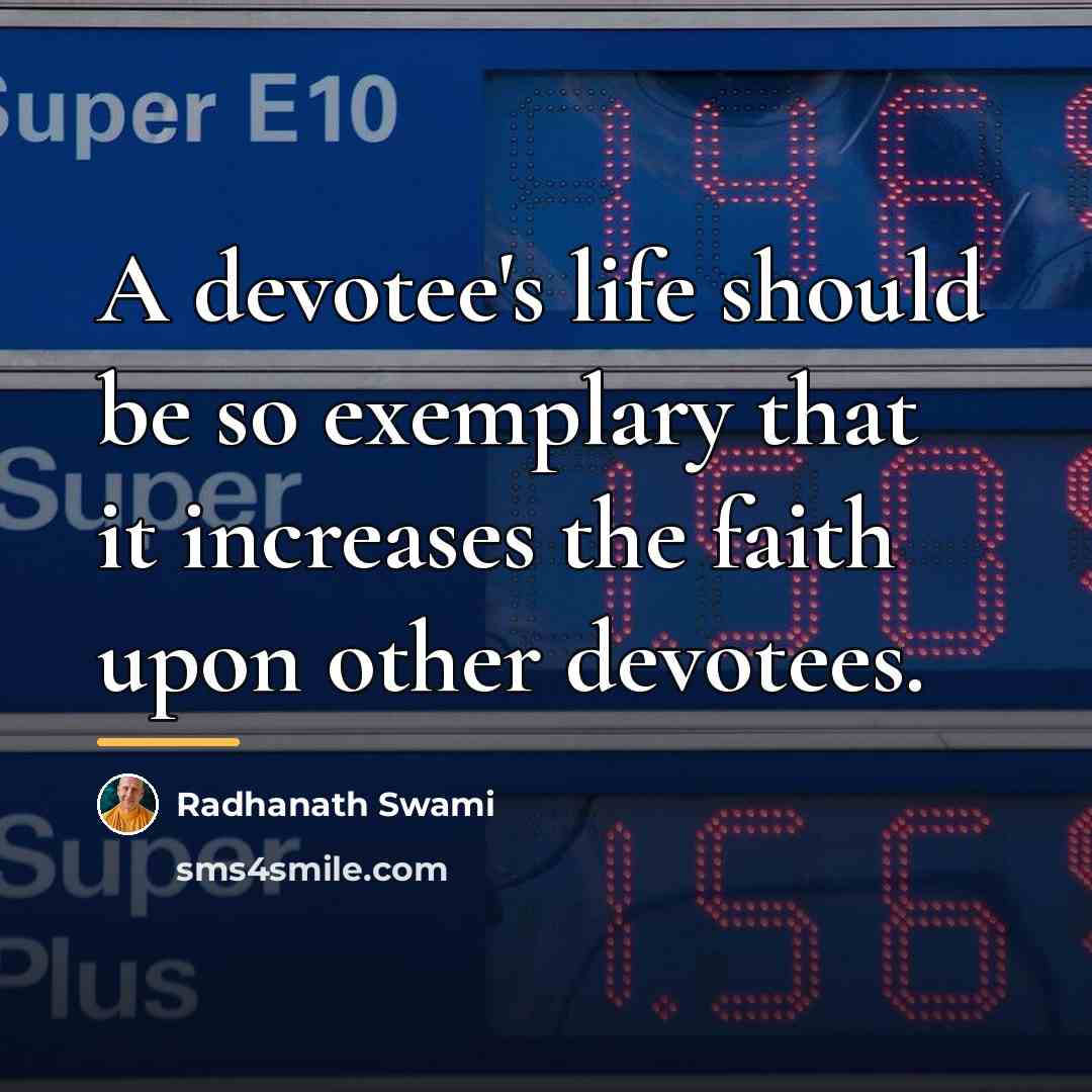 “A devotee's life should be so exemplary that it increases…” quote by Radhanath Swami