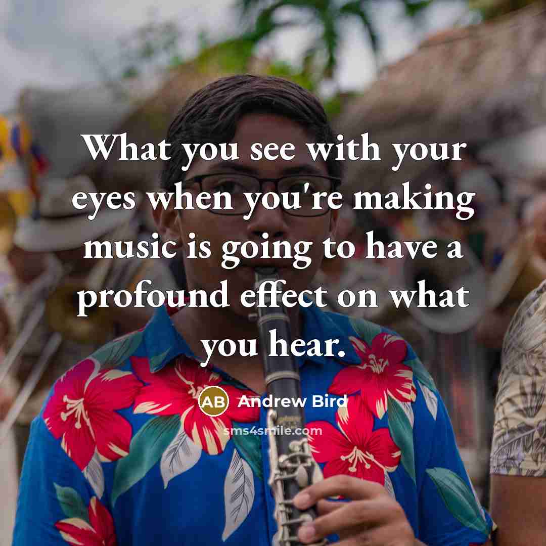 “What you see with your eyes when you're making music is going to have a profound effect on what you hear.” quote by Andrew Bird