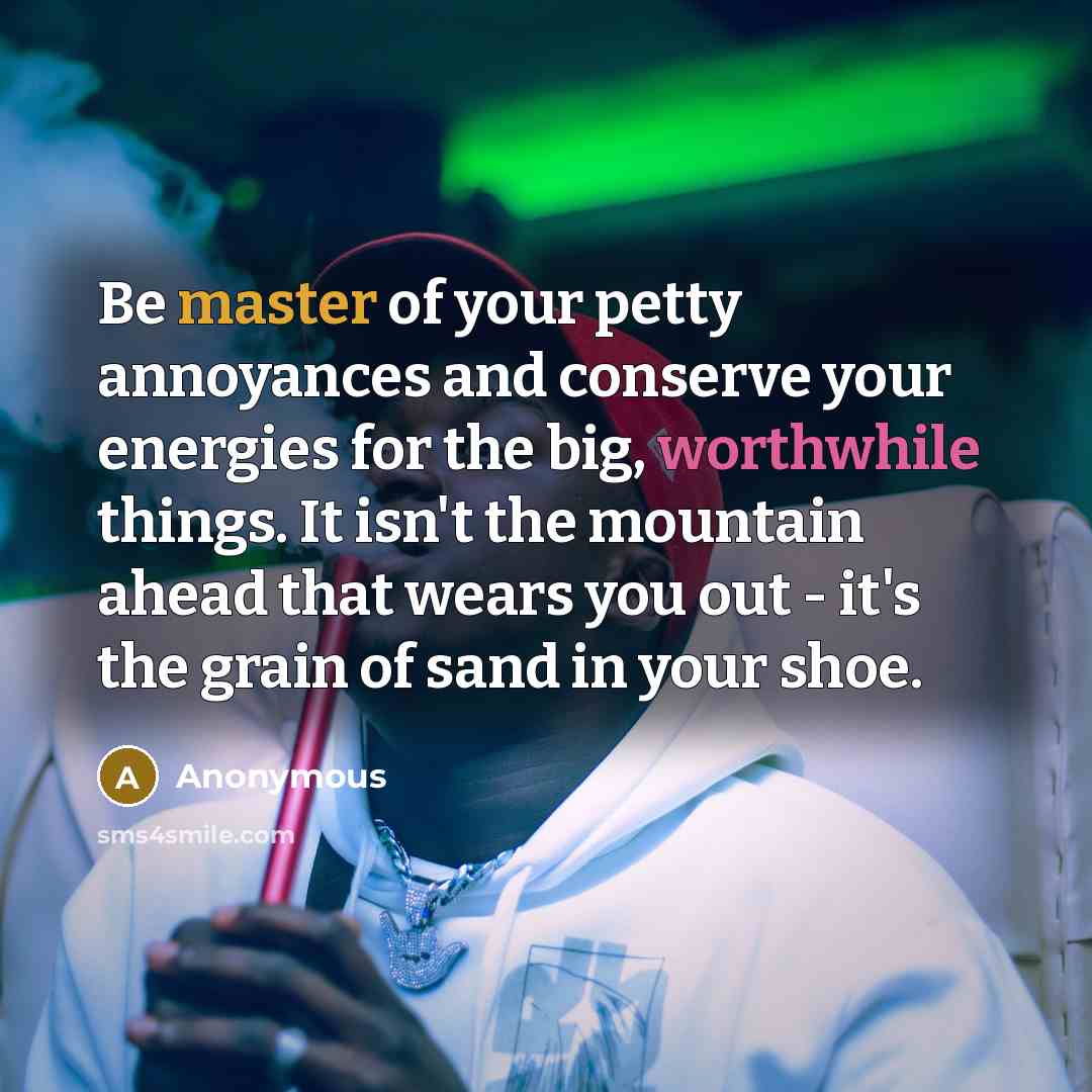 “Be master of your petty annoyances and conserve your energies…” quote by Anonymous