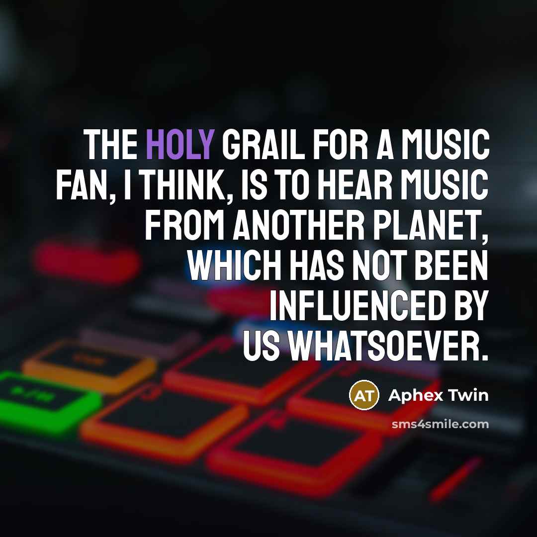 “The holy grail for a music fan, I think, is…” quote by Aphex Twin