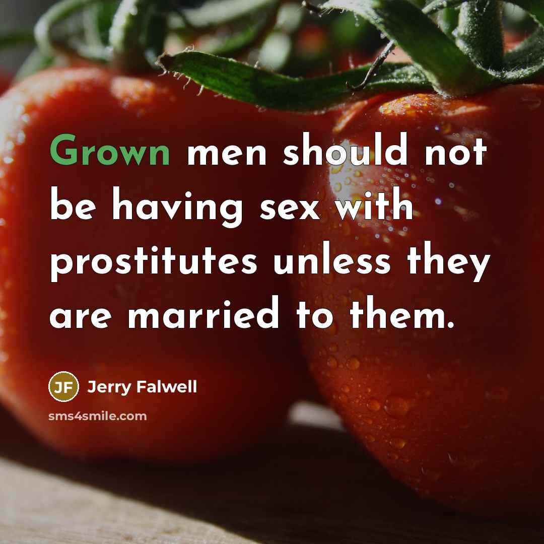 “Grown men should not be having sex with prostitutes unless…” quote by Jerry Falwell