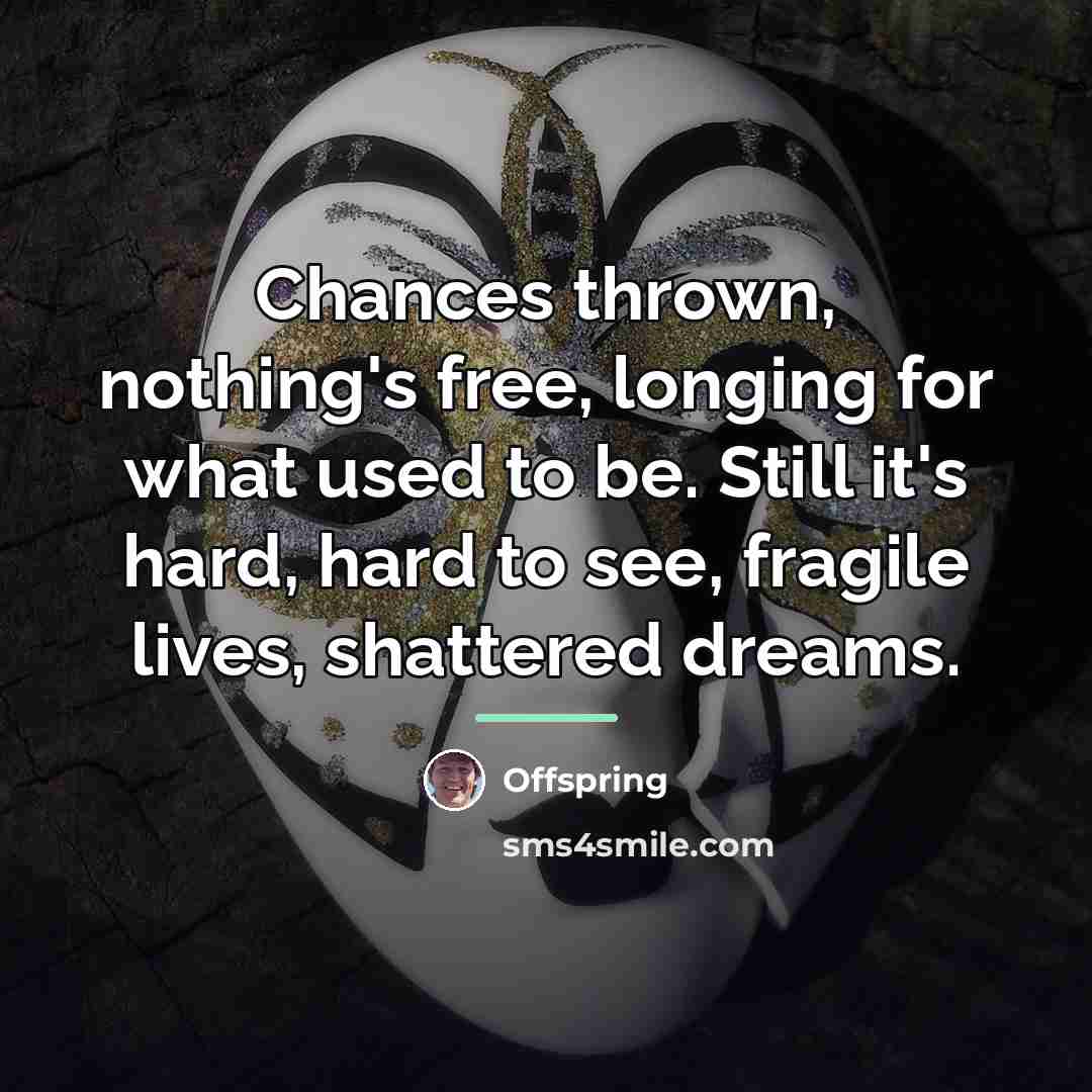 “Chances thrown, nothing's free, longing for what used to be.…” quote by Offspring