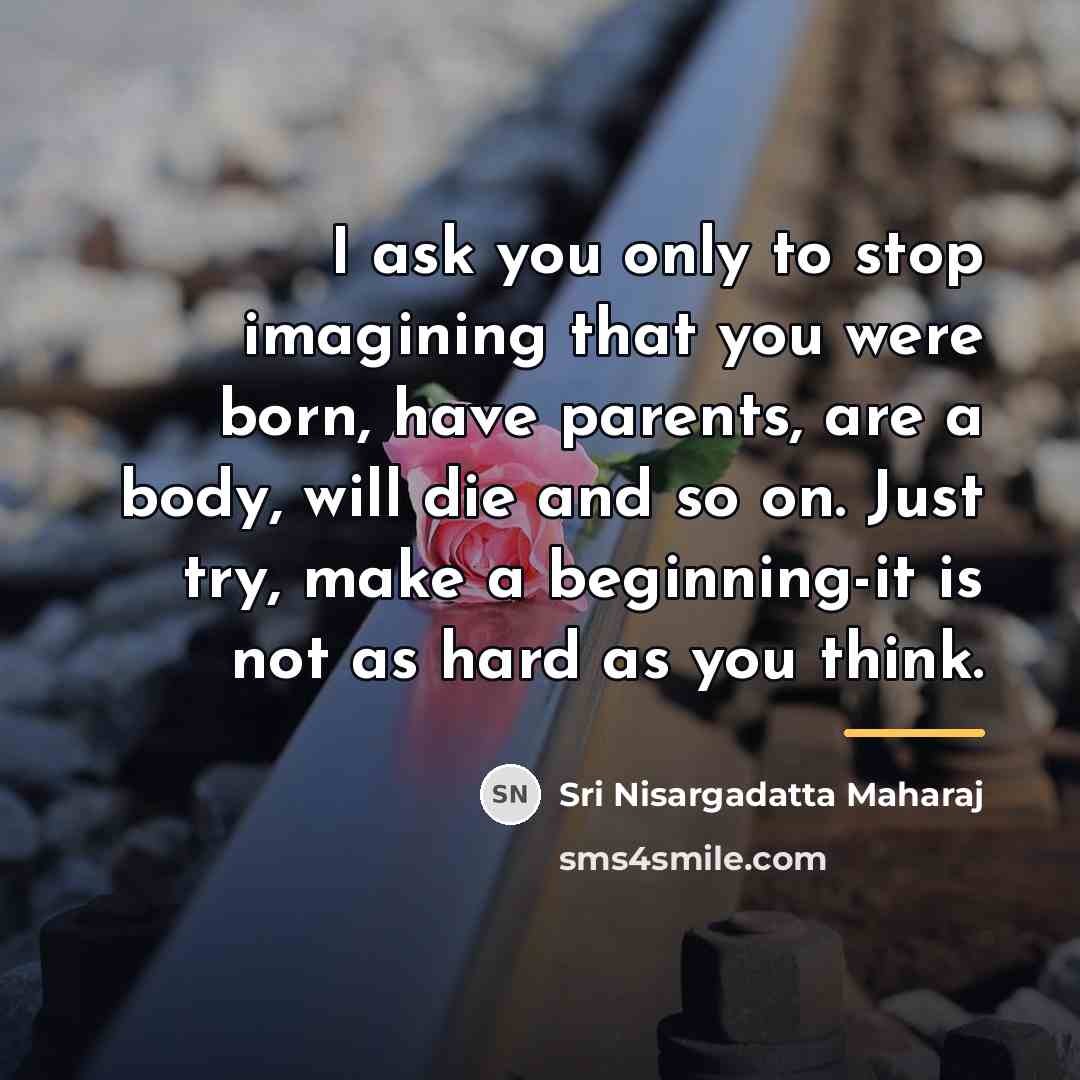 “I ask you only to stop imagining that you were…” quote by Sri Nisargadatta Maharaj