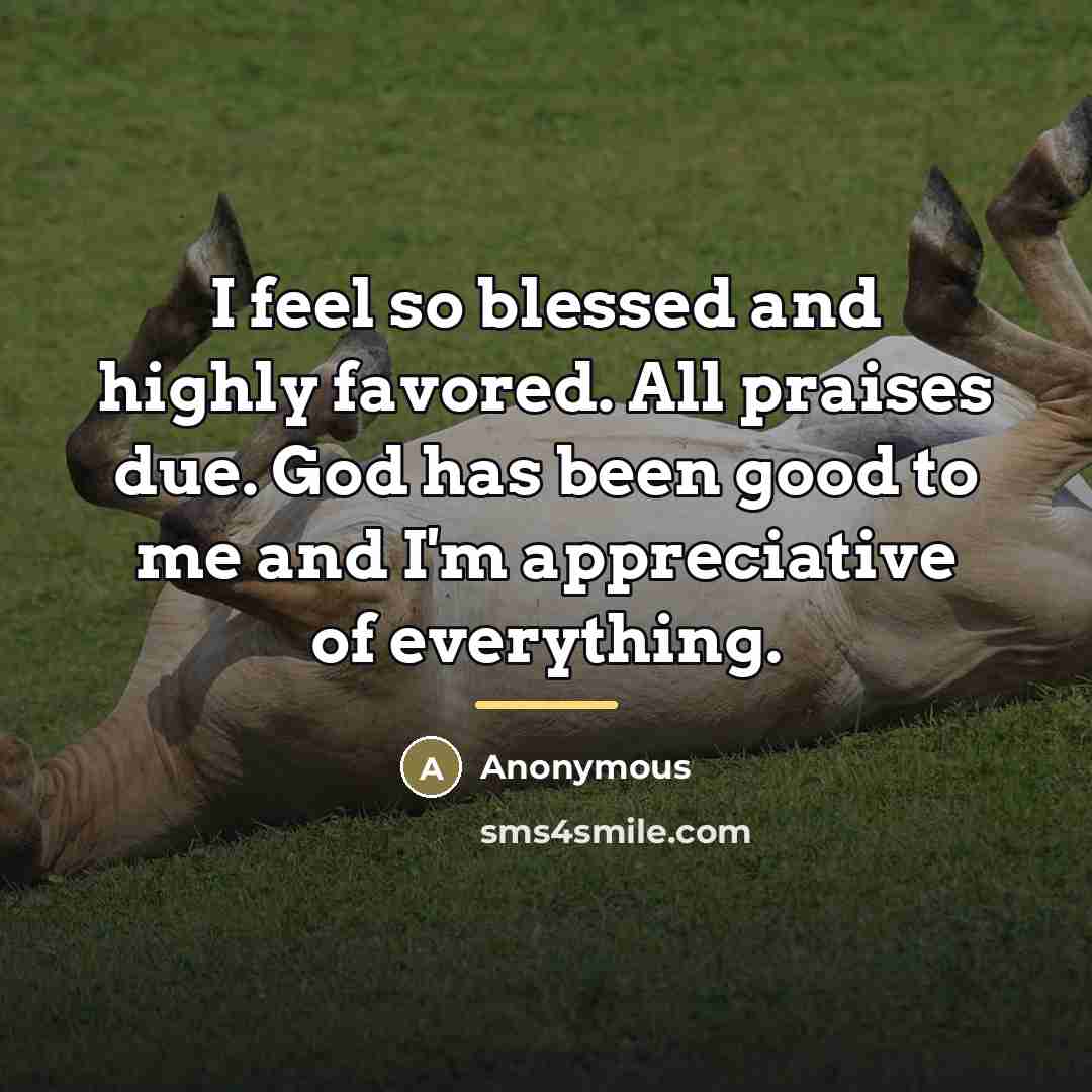 “I feel so blessed and highly favored. All praises due.…” quote by Anonymous