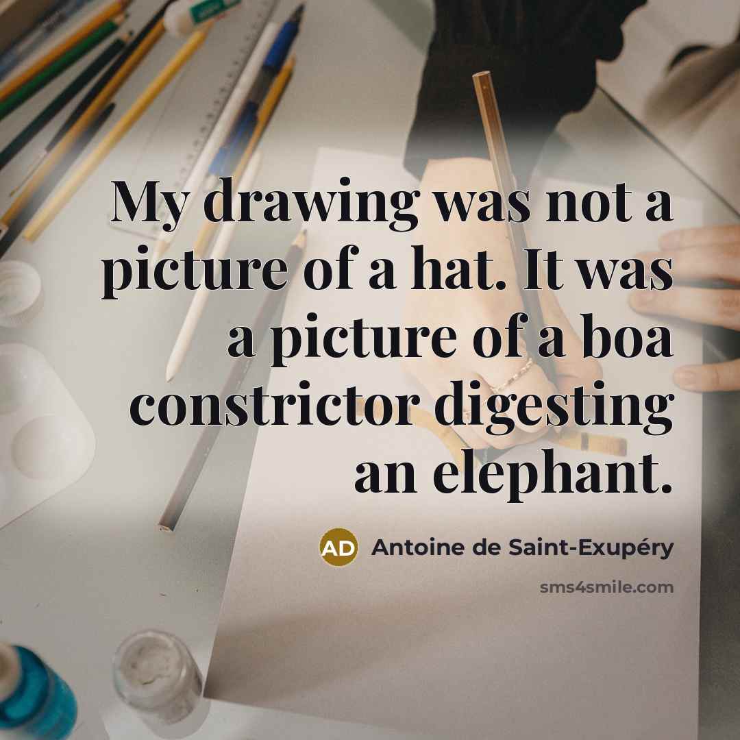 “My drawing was not a picture of a hat. It…” quote by Antoine de Saint-Exupery