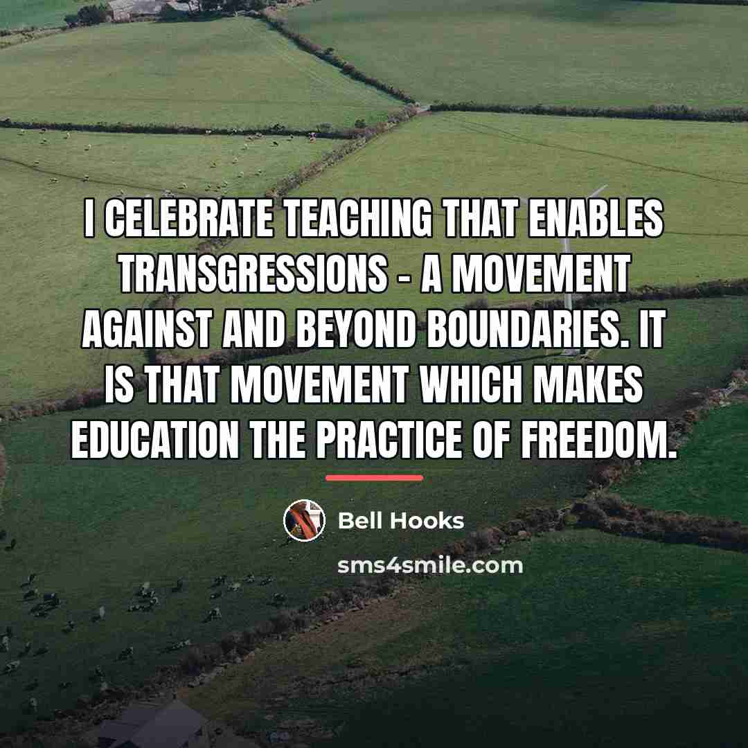 “I celebrate teaching that enables transgressions - a movement against…” quote by Bell Hooks