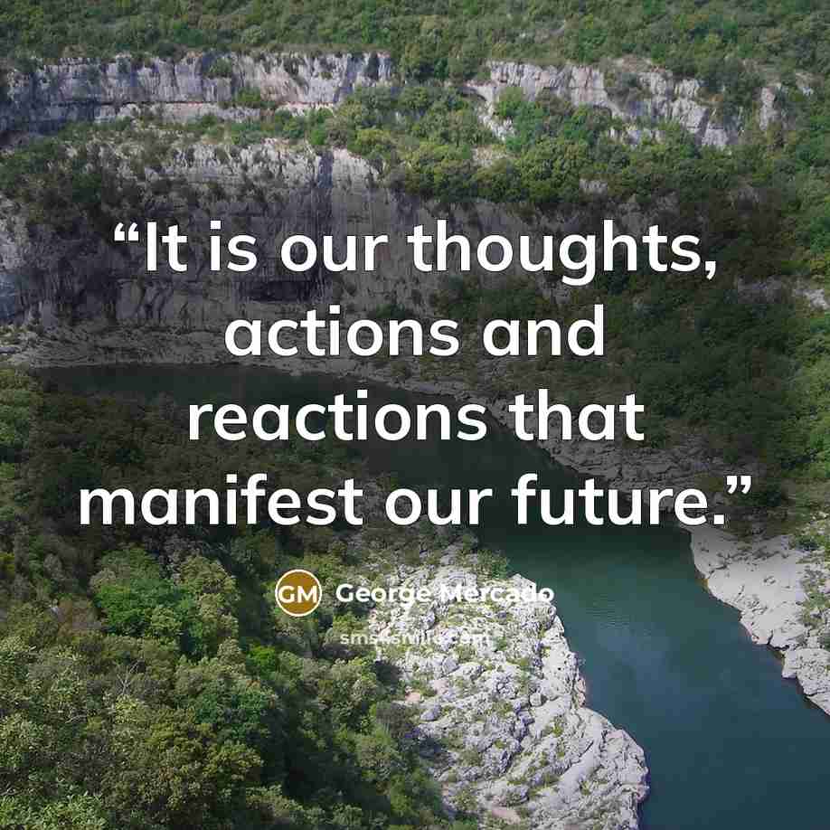 “It is our thoughts, actions and reactions that manifest our future.” quote by George Mercado