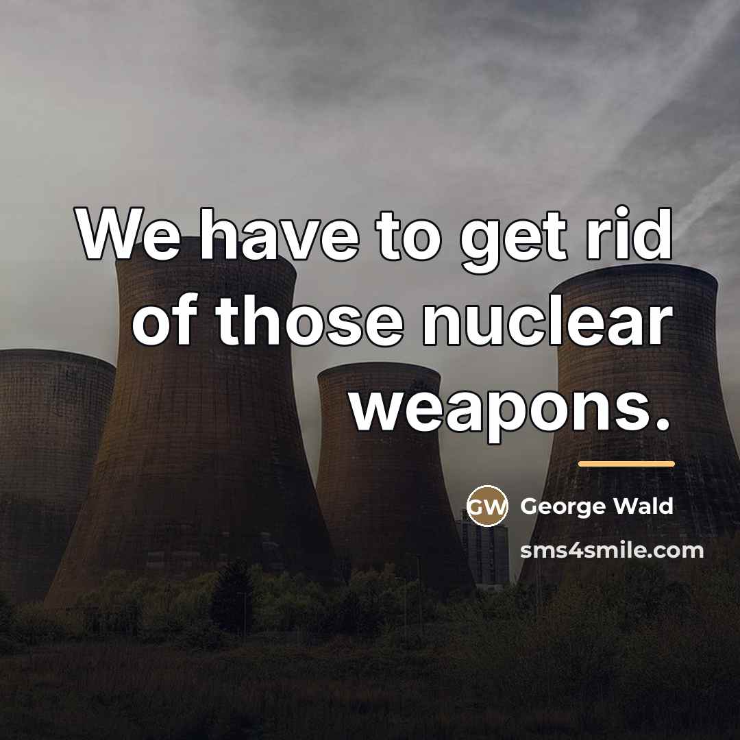“We have to get rid of those nuclear weapons.…” quote by George Wald
